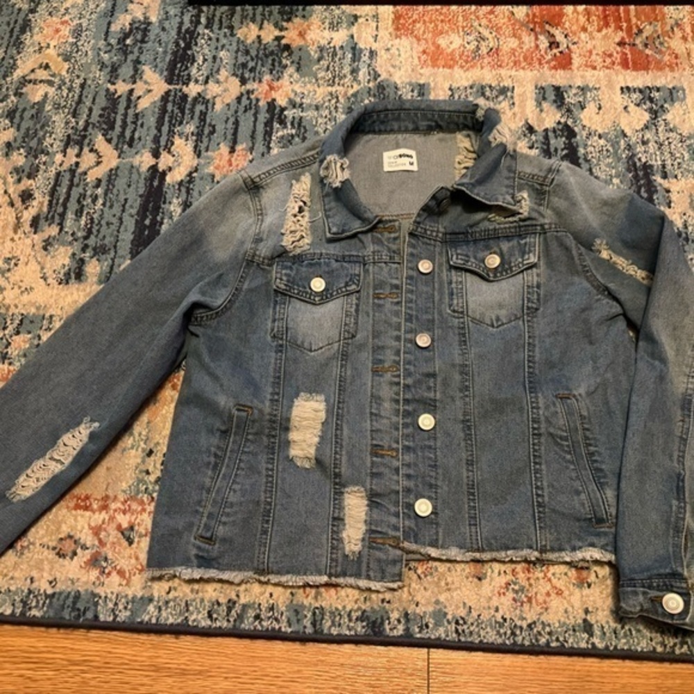 Cisono Denim Collection Distressed Denim Jacket Size M